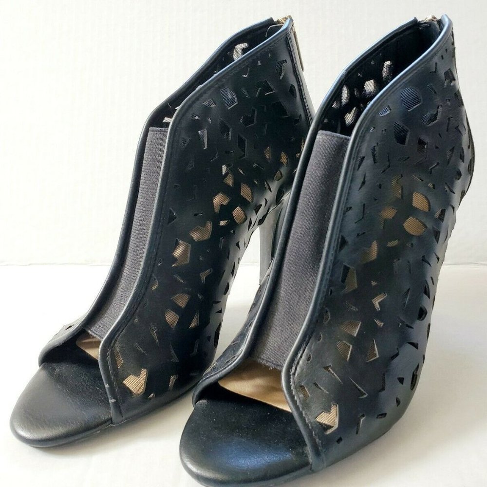 Cato Black Open Peep Toe Booties Heels